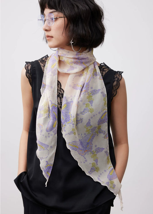 mulberry silk georgette skinny scarf neck wrap elegant minimalist styling