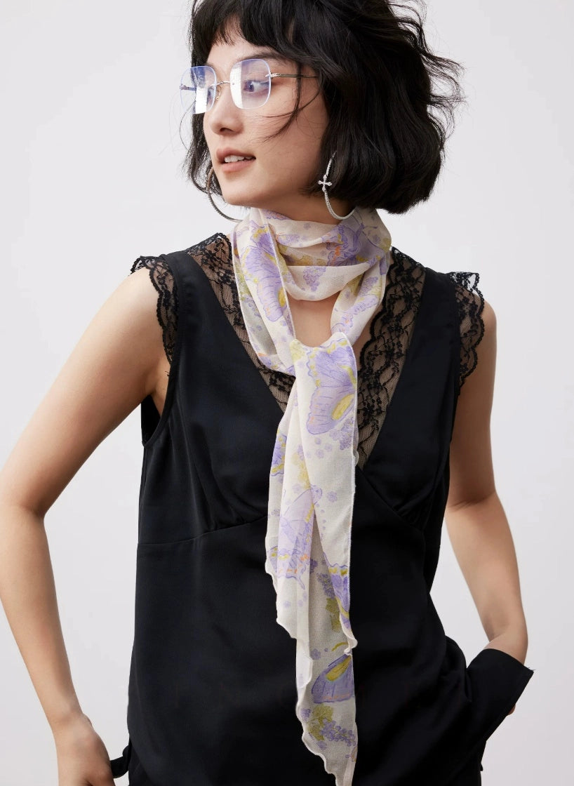 long silk neck scarf casual styling lightweight mulberry silk outfit pairing