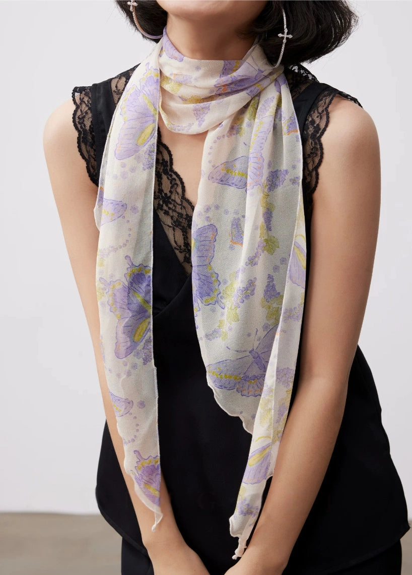 mulberry silk scarf long silhouette refined neck styling modern look