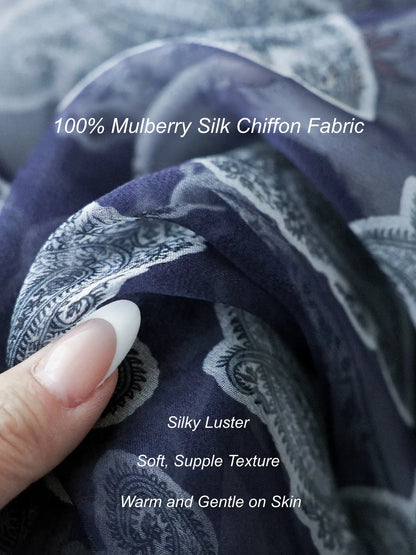 Close-up of sheer mulberry silk chiffon fabric with soft texture and luster