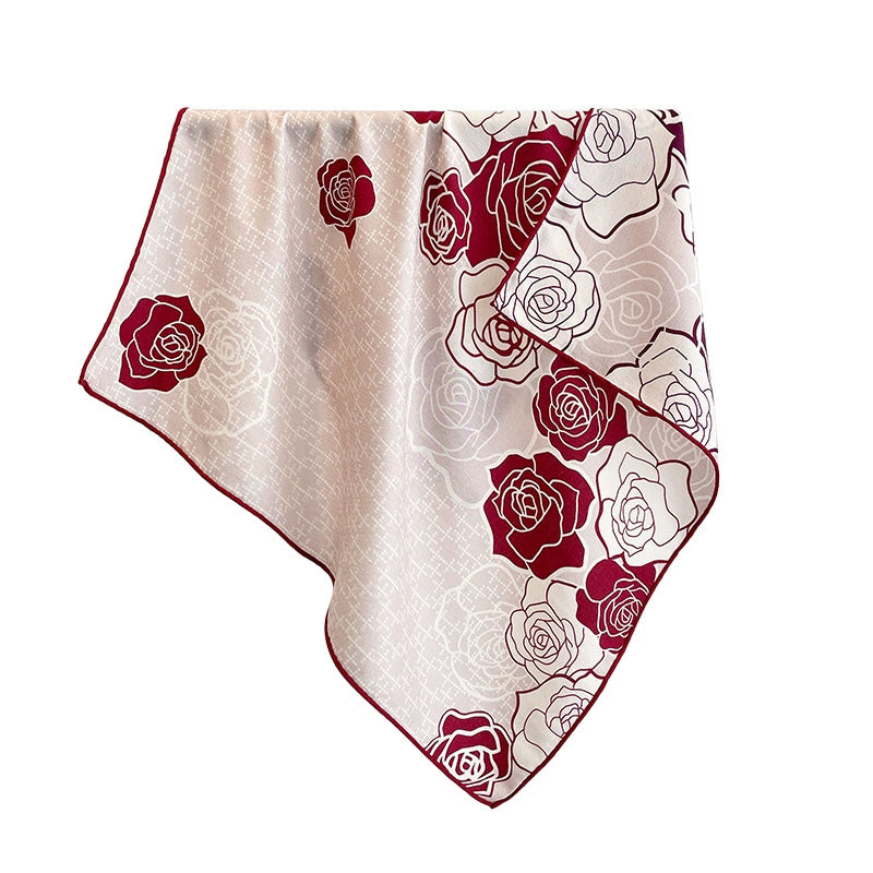 Heritage-Inspired Red Floral Silk Blend Scarf – Elevated Style
