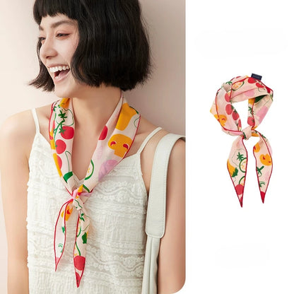 Vegetable Print Silk Scarf – Triangle Head & Neck Scarf OESLO