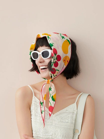 Vegetable Print Silk Scarf – Triangle Head & Neck Scarf OESLO