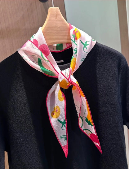 Vegetable Print Silk Scarf – Triangle Head & Neck Scarf OESLO
