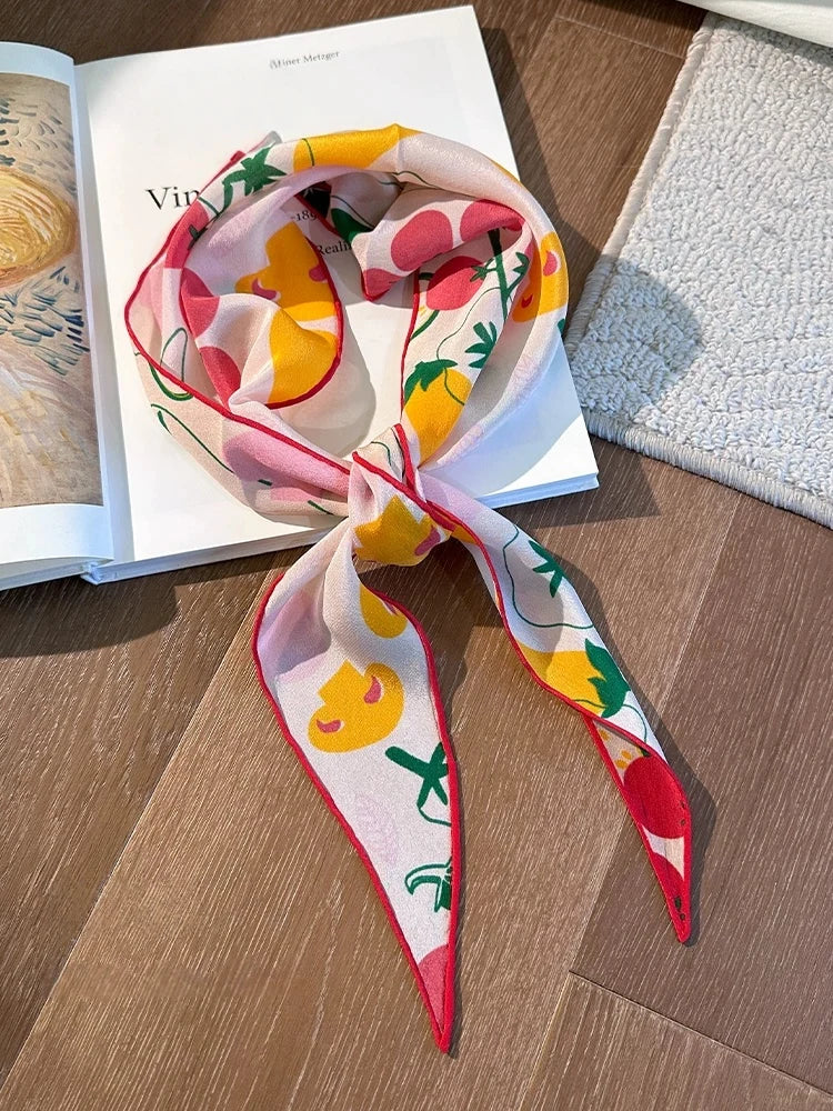 Vegetable Print Silk Scarf – Triangle Head & Neck Scarf OESLO