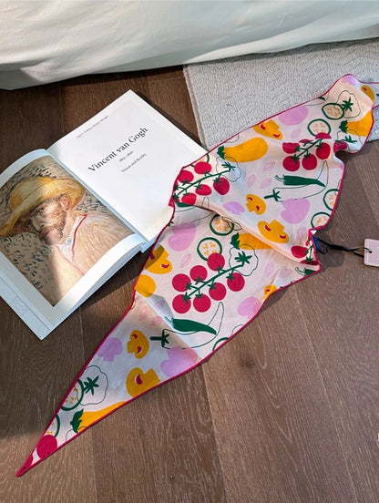Vegetable Print Silk Scarf – Triangle Head & Neck Scarf OESLO