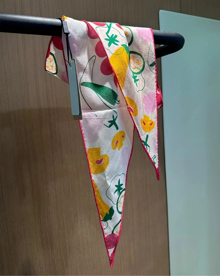 Vegetable Print Silk Scarf – Triangle Head & Neck Scarf OESLO