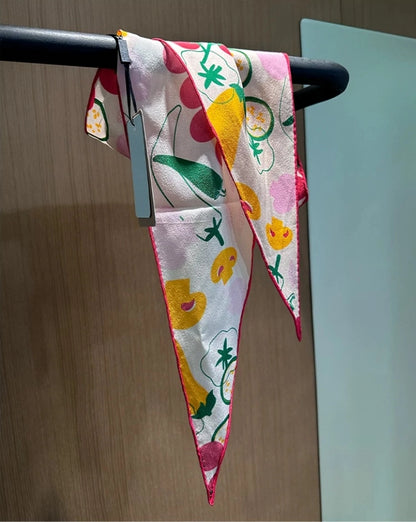 Vegetable Print Silk Scarf – Triangle Head & Neck Scarf OESLO