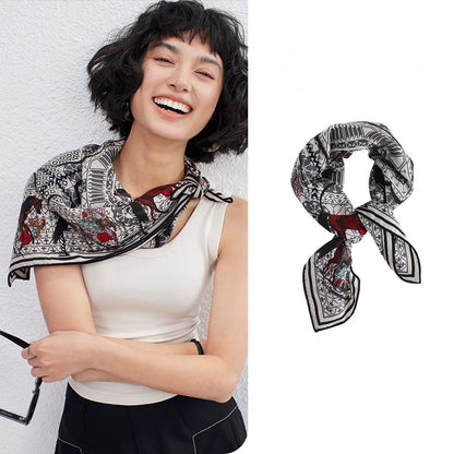 Vintage Jazz Horse Silk Wool Square Scarf 61×61cm OESLO