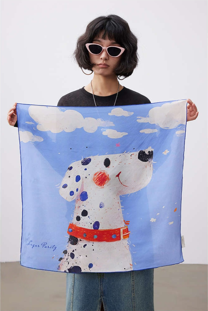 Dalmatian Delight 100% Silk Scarf – 65x65cm - AOA Fashion Accessories