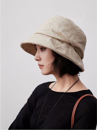 khaki pleated bucket hat women minimalist summer hat casual style