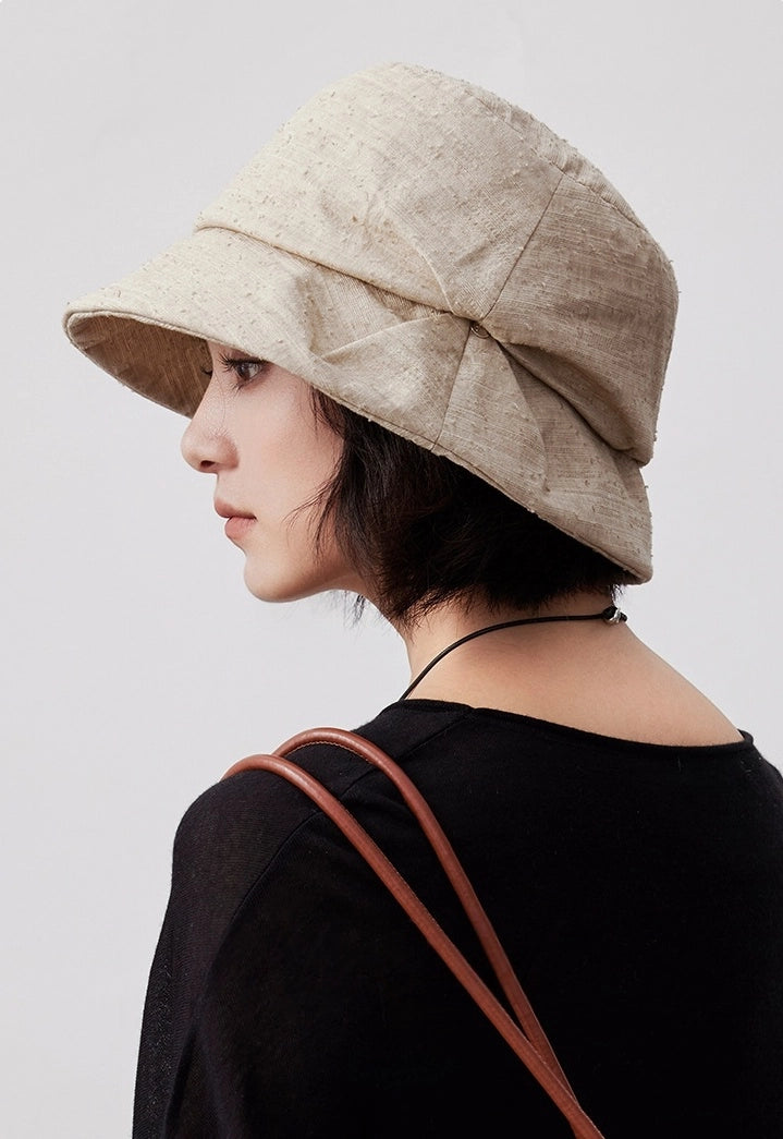 khaki cotton linen bucket hat women soft structured summer hat