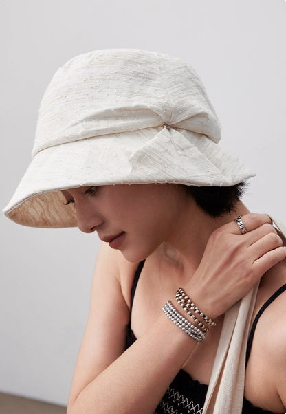 white summer bucket hat women casual outfit breathable sun hat