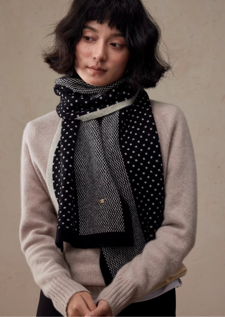 Unisex Wool Polka Dot Color-Block Scarf