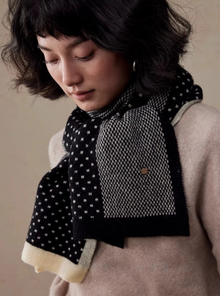 Unisex Wool Polka Dot Color-Block Scarf