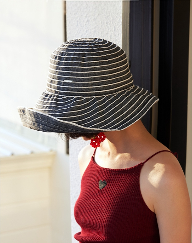 Striped Wide Brim Sun Protection Hat for Women - AOA Fashion Accessories