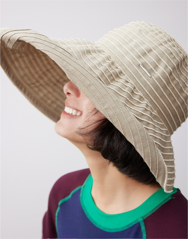 Striped Wide Brim Sun Protection Hat for Women - AOA Fashion Accessories