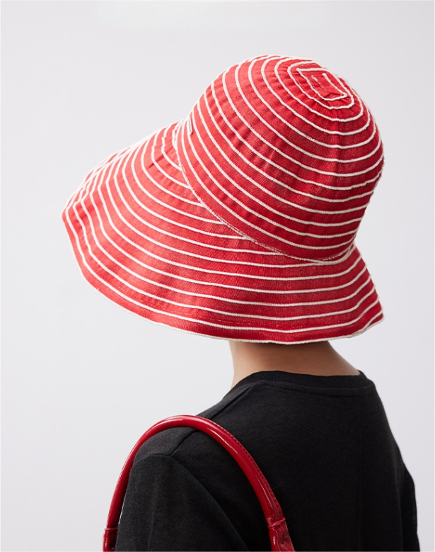 Striped Wide Brim Sun Protection Hat for Women - AOA Fashion Accessories