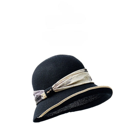 black straw sun hat women minimal style lightweight breathable bucket hat