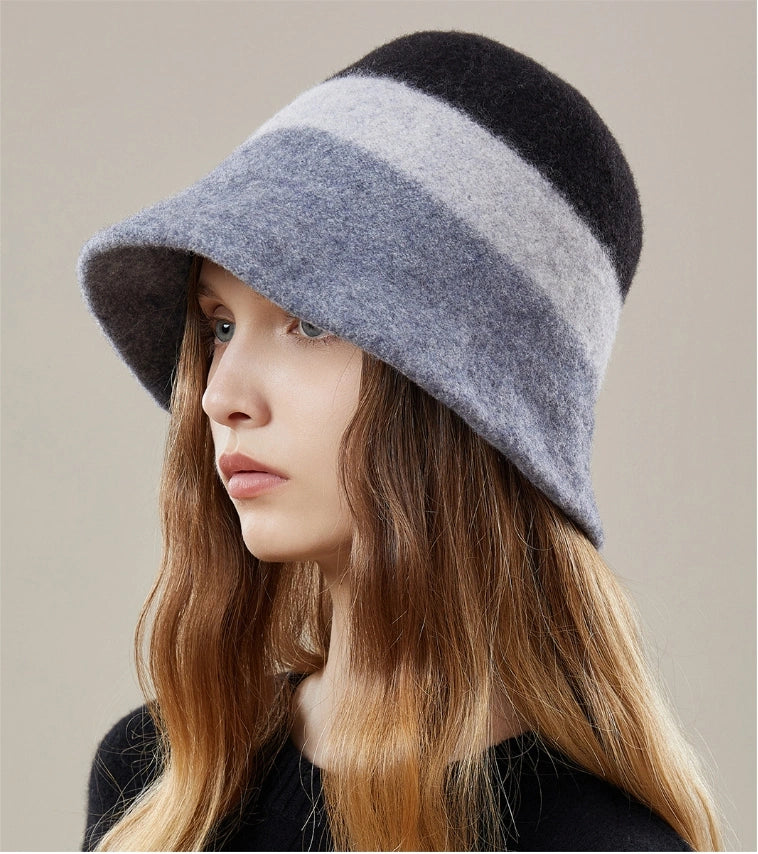 Wool Bucket Hat –  Colorblock Winter Hat for Women - OESLO