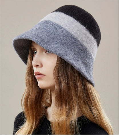 Wool Bucket Hat –  Colorblock Winter Hat for Women - OESLO