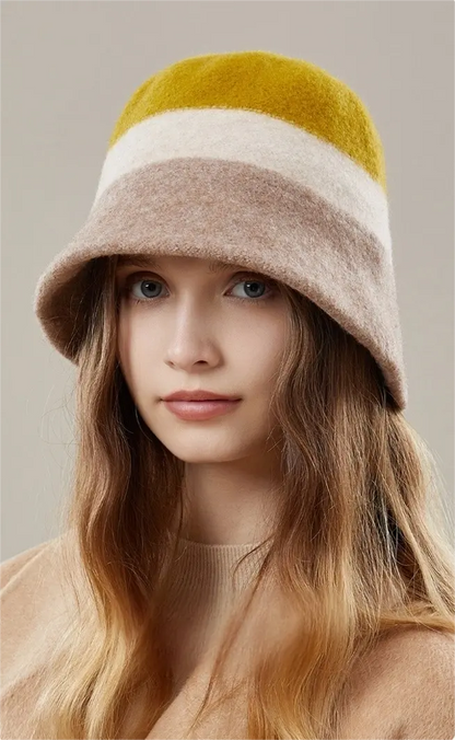 Wool Bucket Hat –  Colorblock Winter Hat for Women - OESLO