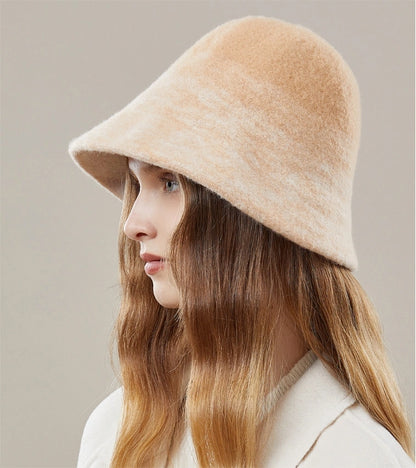 Wool Bucket Hat – Gradient Winter Hat for Women