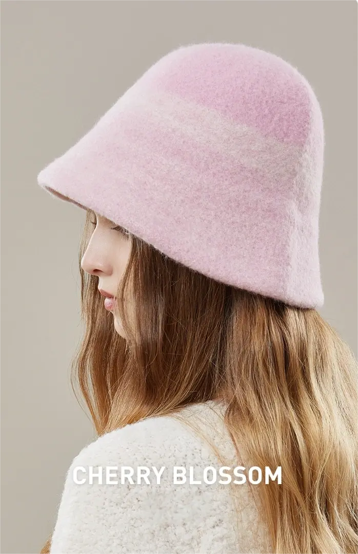 Wool Bucket Hat – Gradient Winter Hat for Women
