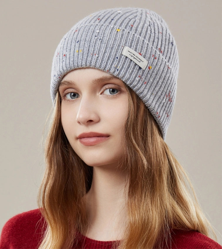 Wool Knit Beanie – Colorful Dotted Winter Hat for Women - OESLO