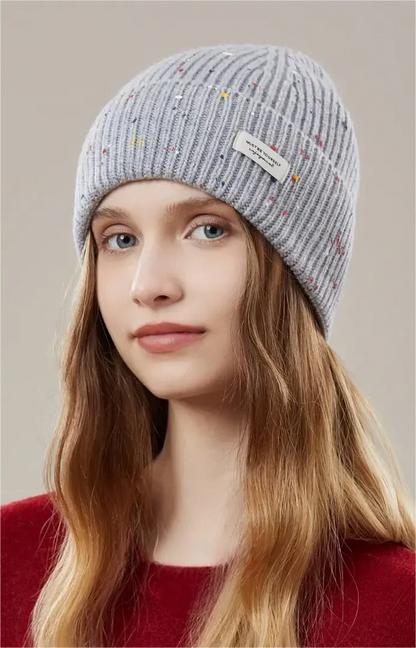 Wool Knit Beanie – Colorful Dotted Winter Hat for Women - OESLO