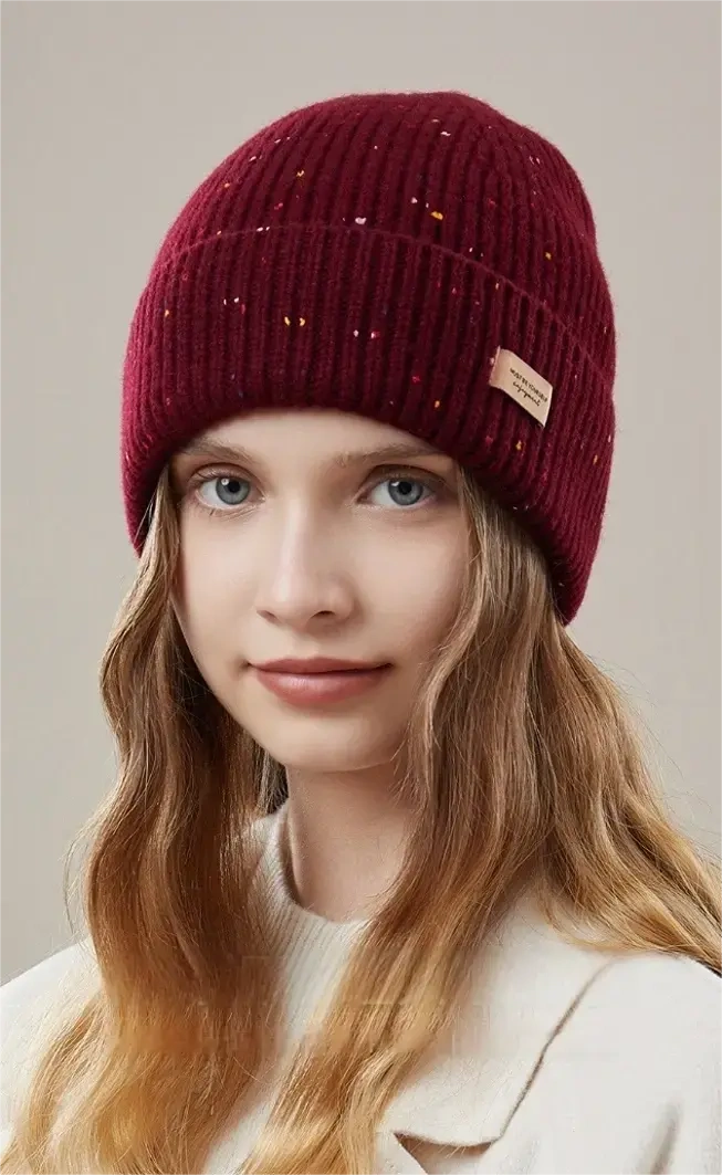 Wool Knit Beanie – Colorful Dotted Winter Hat for Women - OESLO
